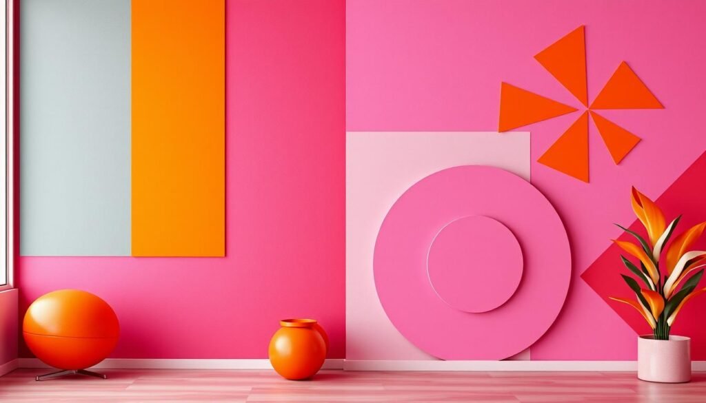 orange and pink color blocking